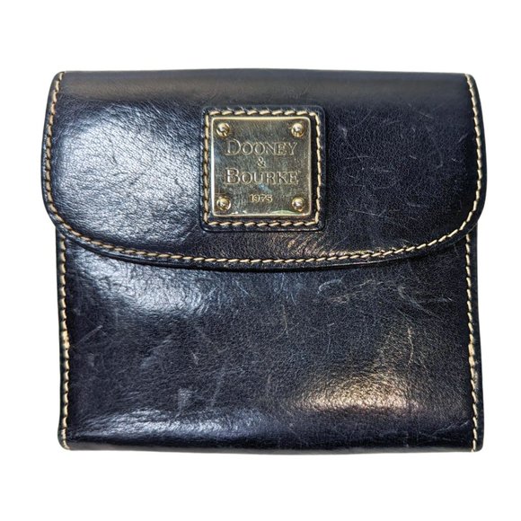 Dooney & Bourke Handbags - Dooney & Bourke Black Leather Folding Wallet